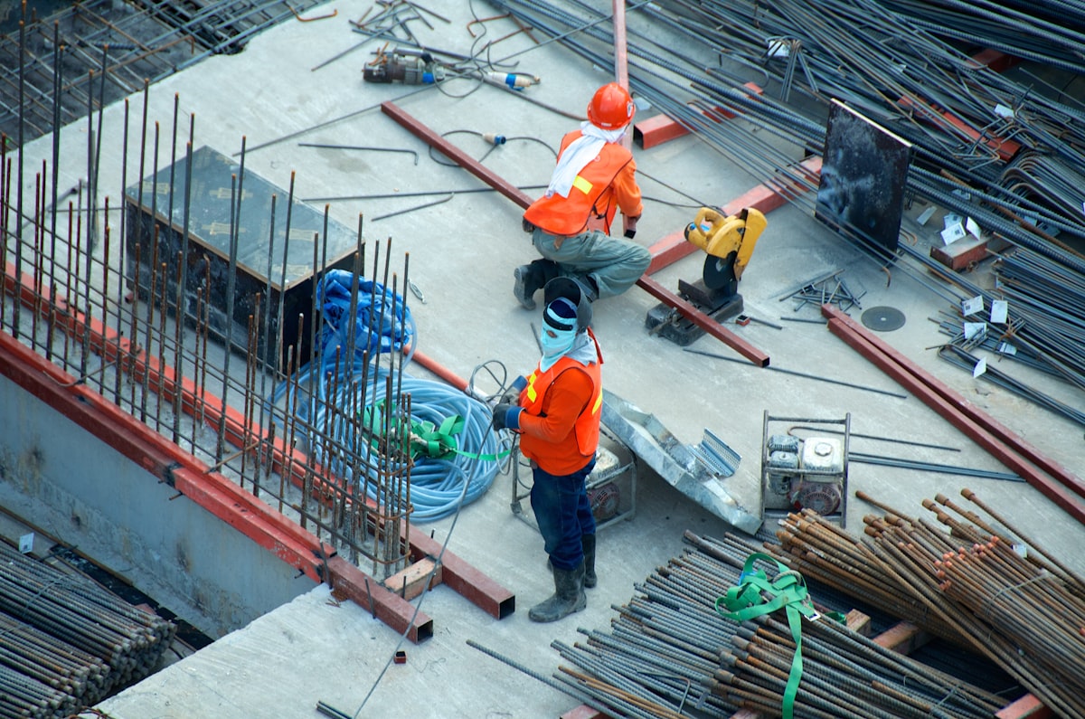 Construction site with modern architecture