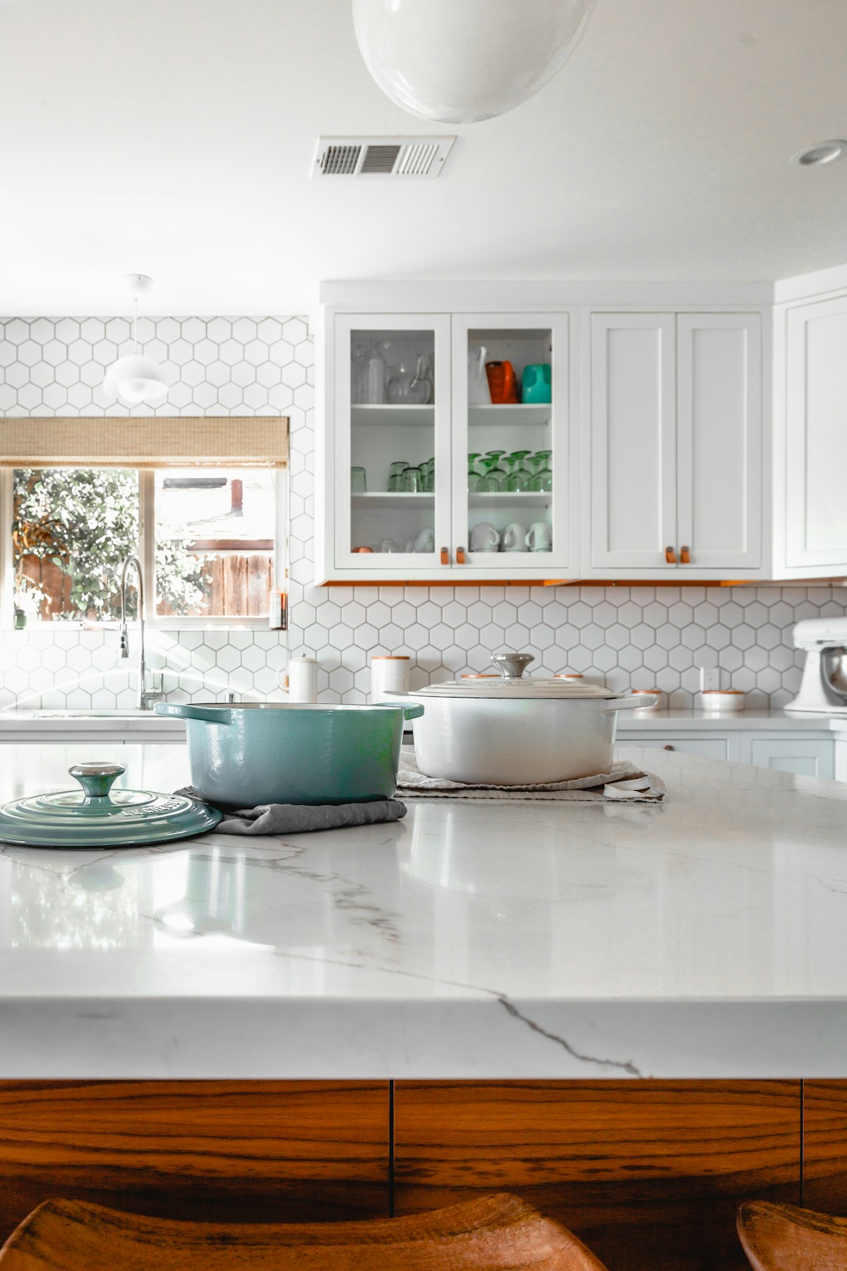Luxury kitchen with marble finishes