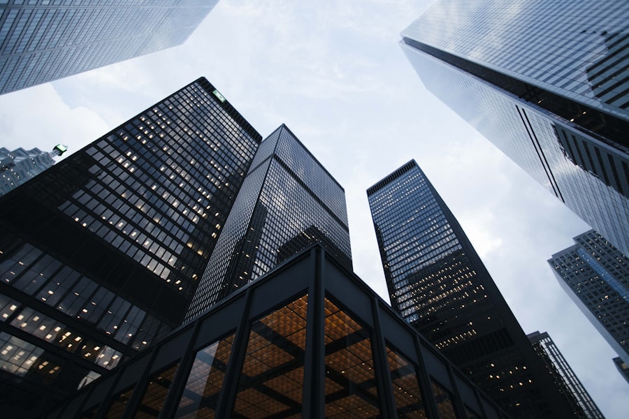 Modern commercial skyscrapers and office towers